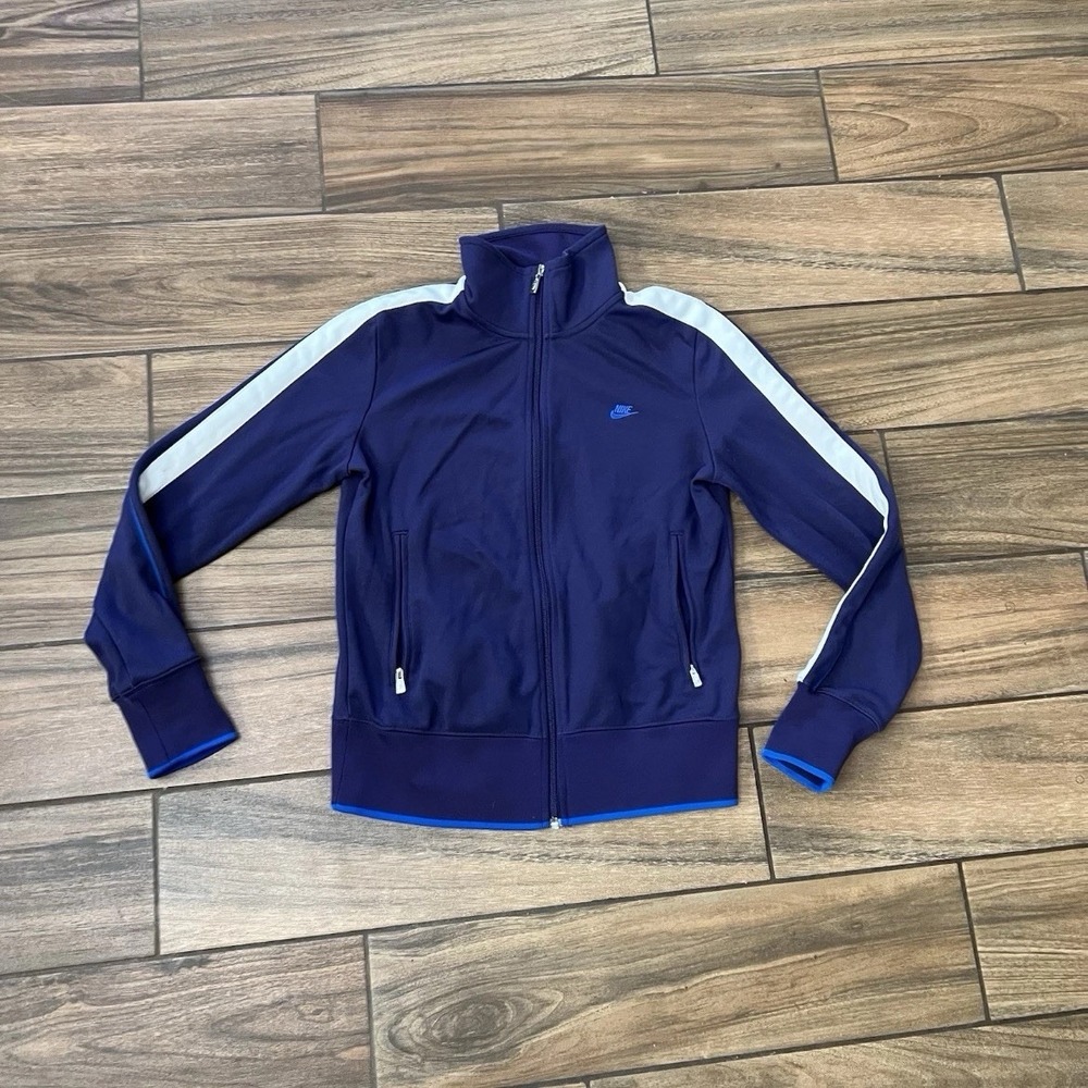 Nike Sportswear Track Jacket Womens Large Purple Full Zip Athletic Stripe